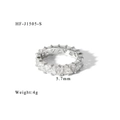 Detail view of 5.7mm wide eternity ring with triangle cut cubic zirconia stones - Size 6 / Triangle Style (HF-J1505-S) / Silver