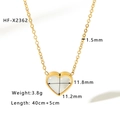 Detailansicht der 18K vergoldeten Herz-Halskette mit Opal-Inlay und Maßangaben - Herz Perlmutt Kette (X2362) / 18K-Gold