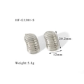 Dettagli di orecchini geometrici color argento con altezza 20,2mm e peso di 5,8g - Stile a Costine Semicircolare (HF-E3381-S) / Argento