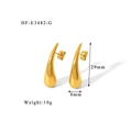 Detailed view of 29mm chunky teardrop earrings in 18K gold plated titanium steel with dimensions - Pendant Waterdrop Style (HF-E3482-G)