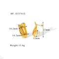 Dimensioni dettagliate degli orecchini geometrici 18K con una perla bianca da 12mm - Stile Perla Semplificato Dorato (HF-E3374-G) / Oro