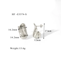 Dettagli dimensionali di orecchini in metallo ritorto argento con perle bianche 12mm - Stile Perla Semplificato Argentato (HF-E3374-S) / Argento