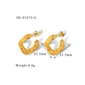 Detail view of 18K gold irregular C-shape earrings with size and weight measurement specs - Gold Radial Texture Style (HF-E3472-G)