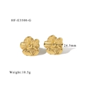 Dettaglio orecchini a fiore in oro 18k con diametro di 24,5 mm e trama lucidata - Stile Fiore Dorato (HF-E3500-G)