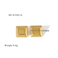 Detailed close-up of gold square stud earrings with 24mm width and polished finish - Gold Square Style (HF-E3502-G)