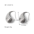 Orecchini a goccia in argento con trama a spirale, altezza 31,1 mm e peso 20 g - Texture a Spirale Argentata (HF-E3447-S)