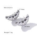 Vista dettagliata degli orecchini a lobo croissant argento con misure di peso e taglia - Stile Croissant (HF-E3525-S) / Argento