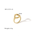 Dettaglio che mostra il peso di 4,4g e la larghezza di 4mm dell'anello in oro 18K - US 6 / Stile Geometrico Cavo Irregolare (HF-J1531-G) / Oro
