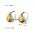 Orecchini a goccia in oro 18K martellato con dimensioni 31,9mm x 14,1mm e peso 18,2g - Artigianato Martellato Dorato (HF-E3448-G)