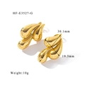 Detailed size view of golden teardrop 18K earrings with 30.1mm height and weight specs - Liquid Drop Style (HF-E3527-G)