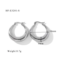 Orecchini a cerchio a C in argento lucido con diametro 30 mm e larghezza 8 mm - Orecchini argentati lisci a forma di C (HF-E3281-S)