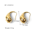 18K gold hollow teardrop earrings with white pearls and 32.8mm height dimension - Gold Artificial Pearl Decor (HF-E3449-G)