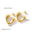 Macro shot of 18K gold heart earrings showing dimensions of 21mm and weight specifications - Molten Heart Style (HF-E3528-G)