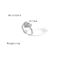 Detail of silver heart ring with lava texture showing dimensions 10.7mm and 3.4g weight - 3D Lava Heart Silver (HF-J1528-S)