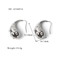 Silver 18K hollow teardrop earrings with white pearls, size 32.8mm by 16.1mm - Silver Artificial Pearl Decor (HF-E3449-S)