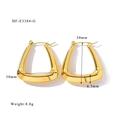 Détail macro des boucles d'oreilles en U dorées avec dimensions et poids affichés - Boucles d'oreilles dorées trapèze en U (HF-E3384-G)