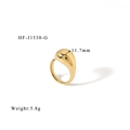 Detailed view of golden teardrop ring with 11.7mm top width and 5.8g weight specs - 3D Waterdrop Open Gold (HF-J1530-G)