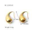 Polished 18K gold hollow teardrop earrings with dimensions of 31.5mm by 13.3mm - Gold Minimalist Polished (HF-E3450-G)