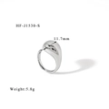 Detailed view of silver water drop ring with 11.7mm top width and 5.8g weight specifications - 3D Waterdrop Open Silver (HF-J1530-S)