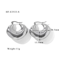 Détails macro des créoles polies montrant un diamètre de 30,5mm et un poids de 11g - Boucles d'oreilles argentées demi-cercle (HF-E3533-S)