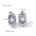 Specifiche dettagliate delle dimensioni degli orecchini di perle con trama a spirale - Stile Texture a Spirale (HF-E3529-S) / Argento