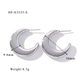 Détails des dimensions des boucles d'oreilles argentées: 30 mm de diamètre et 9,8 mm - Boucles d'oreilles argentées minimalistes croissant (HF-E3535-S)