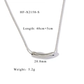 Macro di collana con ciondolo curvo argento e specifiche dettagliate delle misure - Stile Tubo Curvo Minimalista Argento (HF-X2158-S)