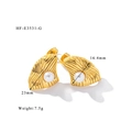 Dettaglio orecchini a ventaglio dorati con perle e indicazione dimensioni 23mm - Stile Ventaglio Pieghettato (HF-E3531-G)