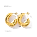 Détails de boucles d'oreilles croissants en or, diamètre 31,8 mm et épaisseur de 8 mm - Boucles d'oreilles dorées créoles larges (HF-E3536-G)