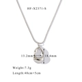 Dettagli dimensionali della collana con pendente ovale cavo in argento lucido a specchio - Ovale Cavo Irregolare Argento (HF-X2371-S)