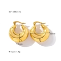 Vue détaillée de créoles dorées de 22 mm avec fini miroir et mesures précises - Boucles d'oreilles dorées lisses épaisses (HF-E3538-G)