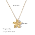 Détail du collier fleur plaqué or 18K avec dimensions et données de poids réelles - Fleur à Cinq Pétales Stéréoscopique Or (HF-X2374)
