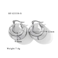 Détail de boucles d'oreilles créoles argentées de 22mm de diamètre et 9,6mm de large - Boucles d'oreilles argentées lisses épaisses (HF-E3538-S)