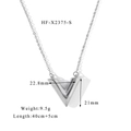 Détails des dimensions du collier pendentif en V avec mesures de taille et de poids - Forme en V Stéréoscopique Argent (HF-X2375-S)