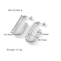 Orecchini a cerchio a U in argento lucido con altezza 44,8 mm e peso di 12,4 grammi - Stile Forma U Spessa Minimalista Argento (HF-E3564-S)