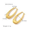 Dimensioni dettagliate degli orecchini a cerchio a forma di U in acciaio al titanio 18K - Stile Ovale Liscio Dorato (HF-E3565-G)