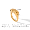 Detail specifications of 18K PVD gold plated 304 stainless steel ring with dimensions - Signet Style (HF-J1541-G)