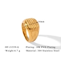 Dettaglio dell'anello placcato oro 18K largo 14mm con trama rigata e peso di 6,7g - US 6 / Stile Strutturato a Righe Verticali (HF-J1559-G) / Oro