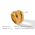 Dettaglio dell'anello a doppio strato placcato oro 18K con specifiche in acciaio inox 304 - US 6 / Stile Doppio Cerchio (HF-J1553-G)