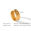 Detail of 18K gold-plated 304 stainless steel triple-layer ring with round cubic zirconia - Triple Layer Round Stone (HF-J1544-G)