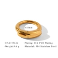 Dettaglio dell'anello bombato in acciaio inossidabile placcato oro 18K PVD largo 6,8 mm - US 6 / Stile Cupola Curva (HF-J1554-G)