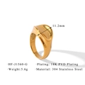 Dettagli dell'anello irregolare in acciaio placcato oro 18K con trama in metallo liquido - US 6 / Stile Metallo Liquido Curvato Irregolare (HF-J1560-G) / Oro