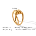 Dettaglio dell'anello a nodo placcato oro 18K PVD con specifiche di peso e dimensioni - US 6 / Stile Design Nodo Intrecciato (HF-J1561-G) / Oro