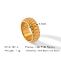 Dettagli dell'anello in acciaio 18K PVD da 8,1mm con texture verticali - Stile Strutturato a Righe Verticali 3D (HF-J1562-G)