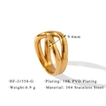 Dettaglio dell'anello in acciaio inossidabile placcato oro 18K, larghezza 9,6 mm e 6,9 g - US 6 / Stile Geometrico Irregolare Intrecciato (HF-J1558-G) / Oro