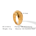 Dettagli dell'anello largo in acciaio inossidabile 18K placcato PVD 10,5 mm finitura oro - Stile Geometrico Arrotondato Largo (HF-J1564-G)
