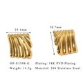 Dettaglio degli orecchini ondulati in acciaio placcati oro 18K con le dimensioni - Oro Plissettato (HF-E3598-G)