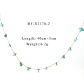 Collana bohémien in oro con pietre turchesi e dettagli tecnici su lunghezza 40cm più 5cm e peso - Collana Turchese Blu Cielo (HF-X2378-2)