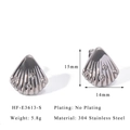 Détail de boucles d'oreilles coquillage en acier inoxydable 304 de 15mm sur 14mm - Style Coquillage Strass Argenté (HF-E3613-S)
