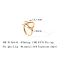 Dettaglio dell'anello a nodo in acciaio placcato oro 18K PVD con peso di 3,5g e misura - Stile Intrecciato Annodato (HF-J1566-G) / Oro